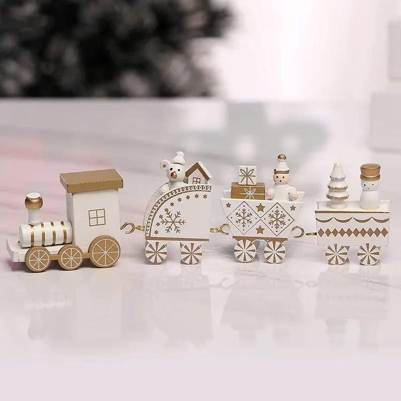 Christmas Train Painted Wooden Plastic Mini Christmas Tree Train Christmas Decorations Festival Party Xmas Table Top Ornament