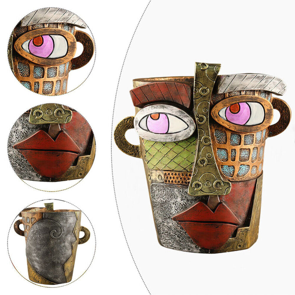 Abstract Face Flower Pot Colorful Abstract Face Head Planter Succulent Ornament