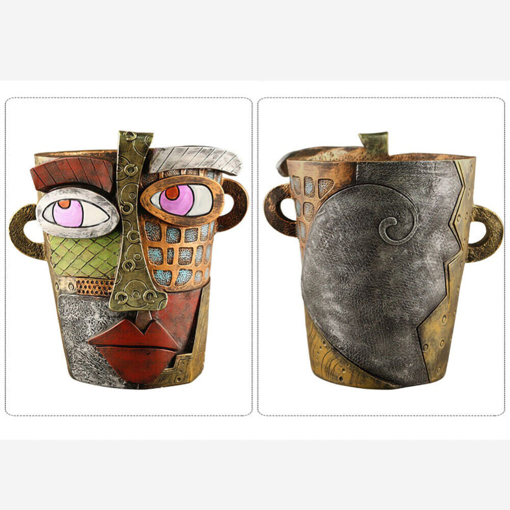 Abstract Face Flower Pot Colorful Abstract Face Head Planter Succulent Ornament