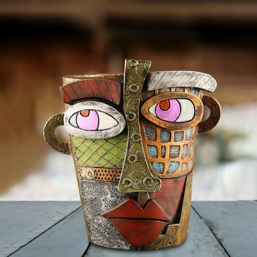 Abstract Face Flower Pot Colorful Abstract Face Head Planter Succulent Ornament