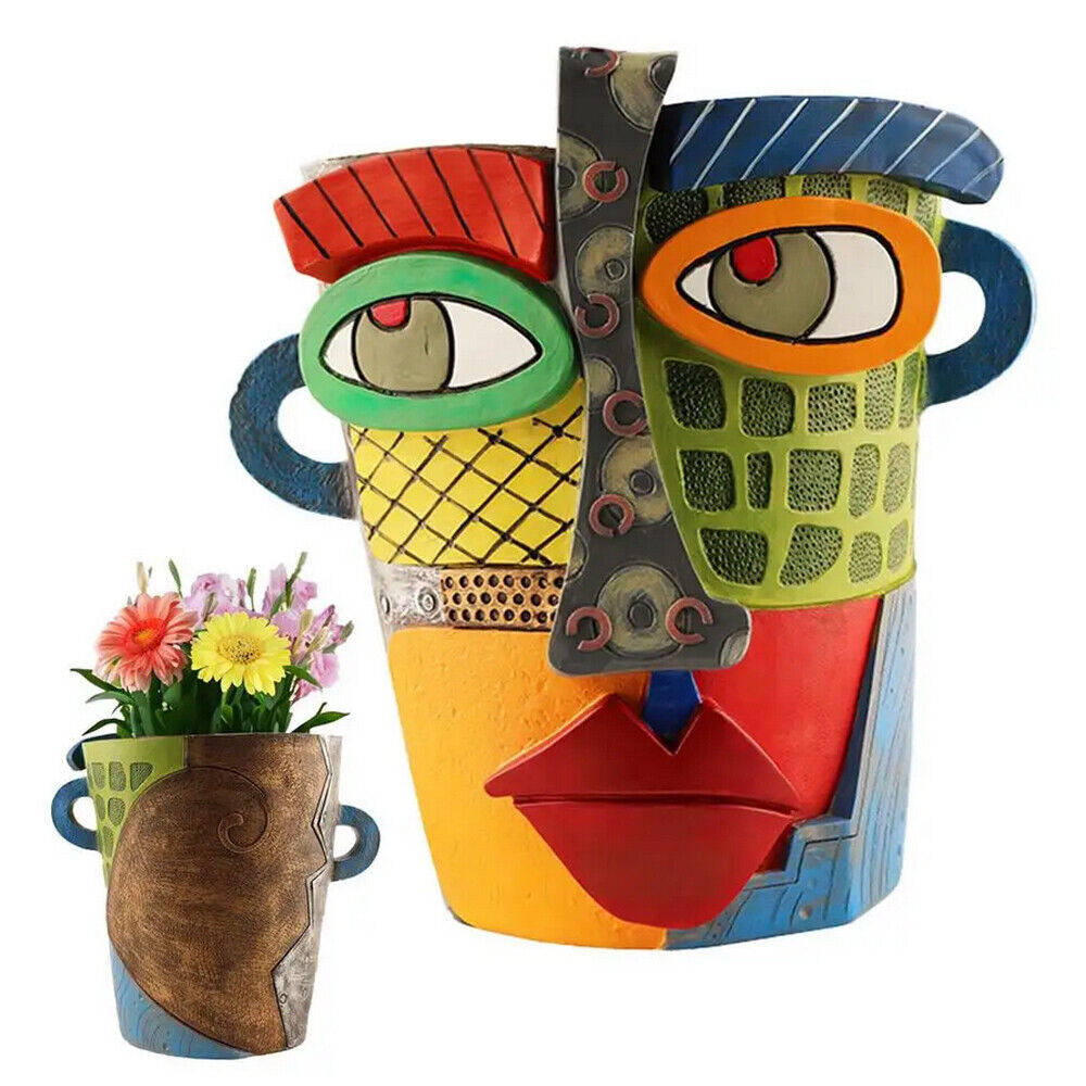 Abstract Face Flower Pot Colorful Abstract Face Head Planter Succulent Ornament