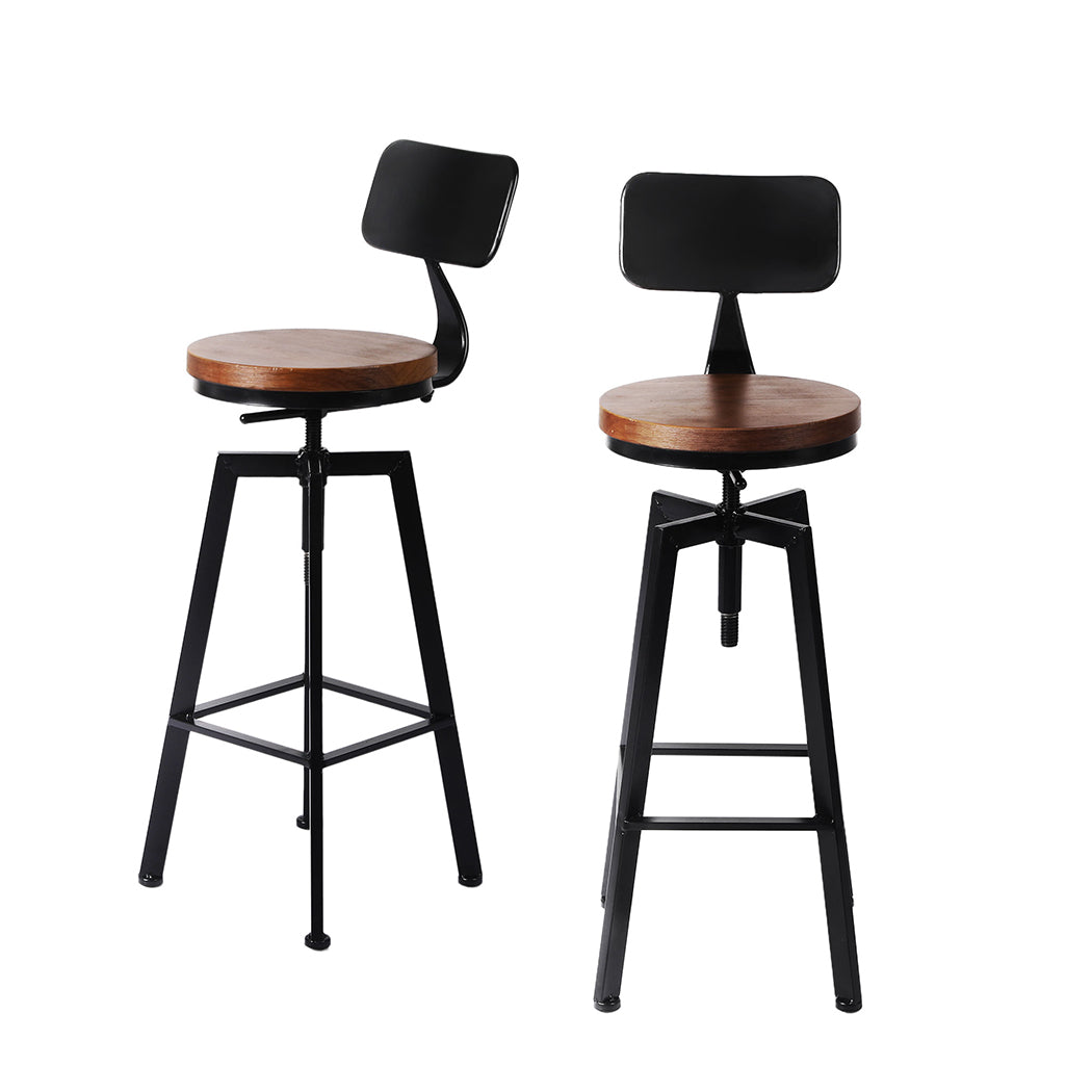 Levede 2x Bar Stool Kitchen Wooden Metal-2018816899500085248