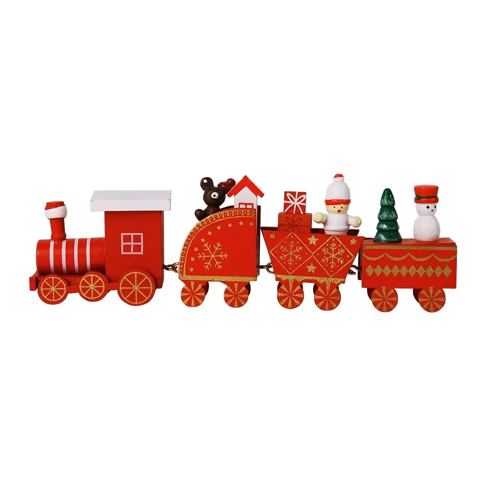 Christmas Train Painted Wooden Plastic Mini Christmas Tree Train Christmas Decorations Festival Party Xmas Table Top Ornament