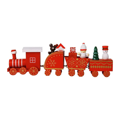 Christmas Train Painted Wooden Plastic Mini Christmas Tree Train Christmas Decorations Festival Party Xmas Table Top Ornament