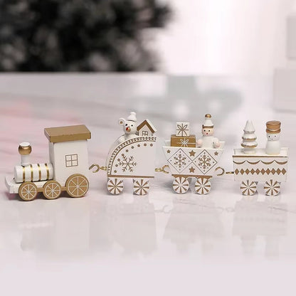 Christmas Train Painted Wooden Plastic Mini Christmas Tree Train Christmas Decorations Festival Party Xmas Table Top Ornament