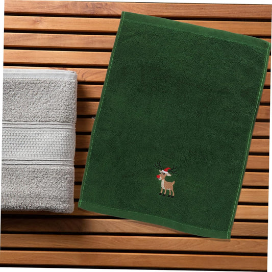 6Pcs Christmas Face Towels Cotton Washcloths Set White Green Red Water Absorbent Household Facial Towels for Daily Skincare