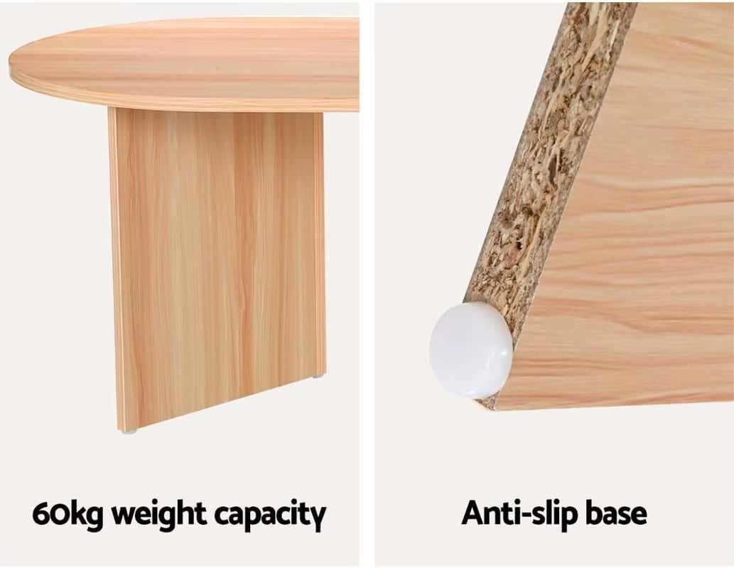 Coffee Table, Wooden Dining Desk Storage Space Oval Particle Board Modern for Home Furniture Living Room, 60Kg Weight Capacity 1
