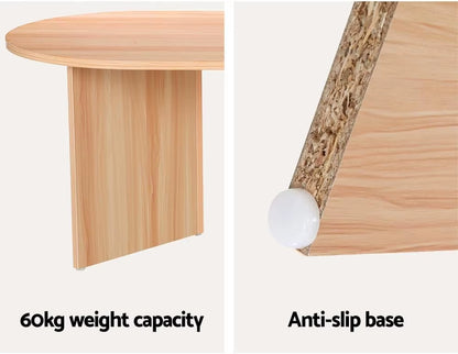 Coffee Table, Wooden Dining Desk Storage Space Oval Particle Board Modern for Home Furniture Living Room, 60Kg Weight Capacity 1