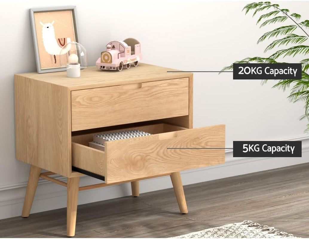Warm Minimal Oak Bedside Table
