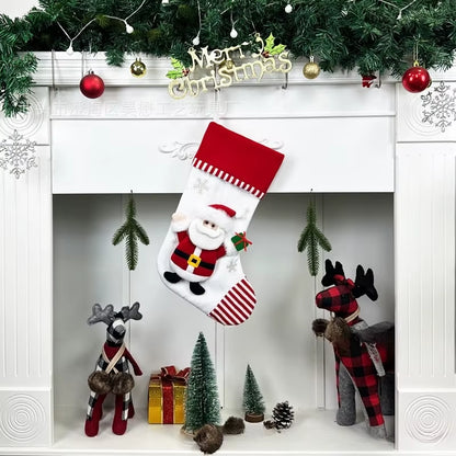1Pcs Linen Christmas Stocking Gift Bag Snowman Hanging Christmas Tree Ornaments Decorations for Festive Holiday Wall Decoration