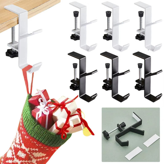 2/4/6Pcs Christmas Stockings Holder Hanger Adjustable Fireplace Stocking Garland Hooks for Mantle for Christmas Decorations