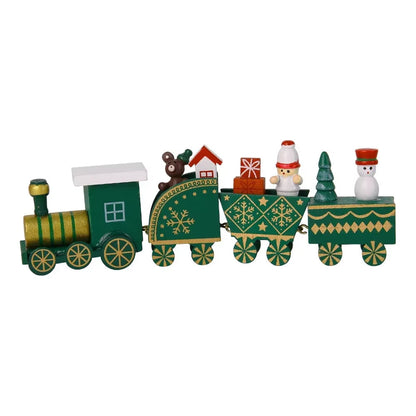 Christmas Train Painted Wooden Plastic Mini Christmas Tree Train Christmas Decorations Festival Party Xmas Table Top Ornament