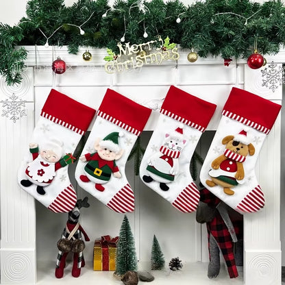 1Pcs Linen Christmas Stocking Gift Bag Snowman Hanging Christmas Tree Ornaments Decorations for Festive Holiday Wall Decoration