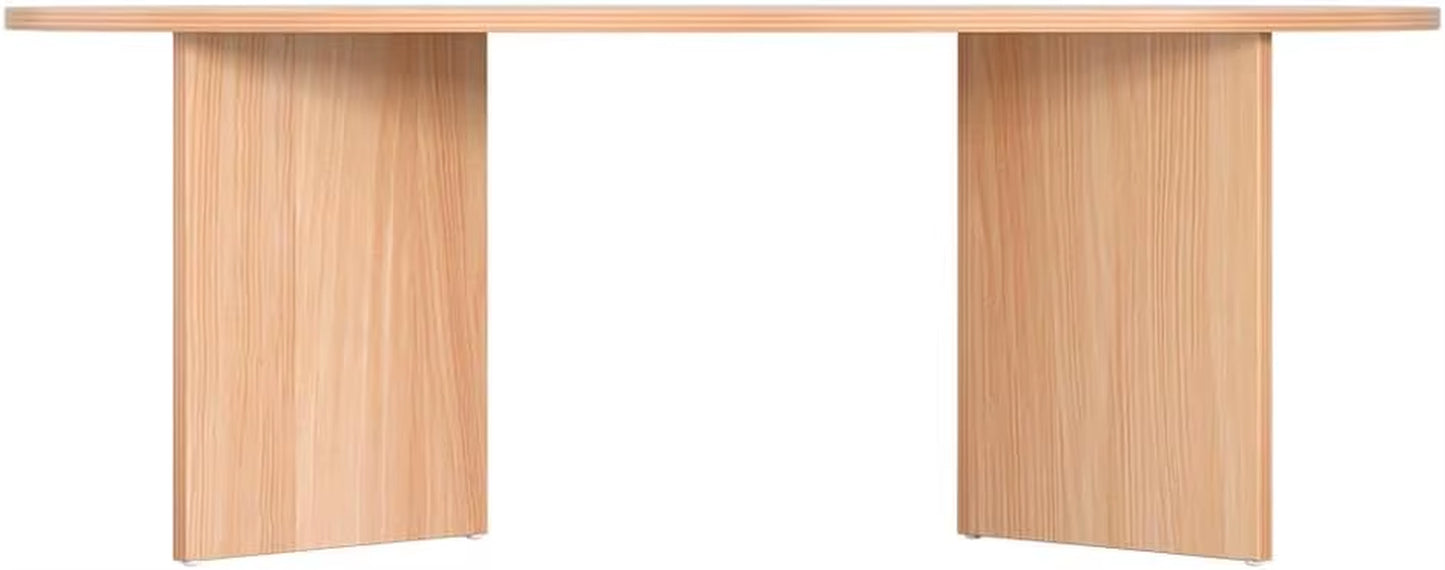 Coffee Table, Wooden Dining Desk Storage Space Oval Particle Board Modern for Home Furniture Living Room, 60Kg Weight Capacity 1