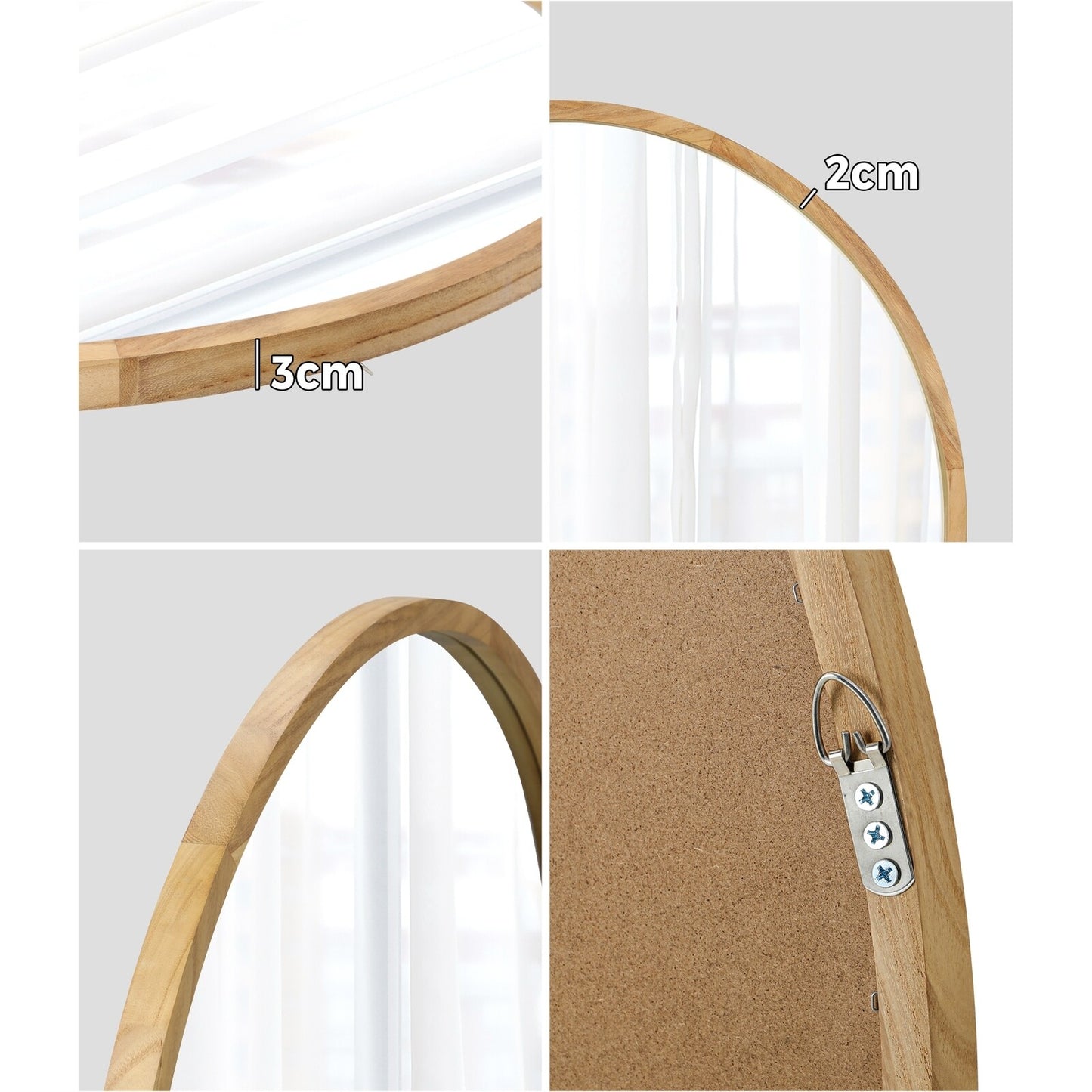 Oikiture Wall Mirrors round Makeup Mirror Home Decor 50/60/70/80/90