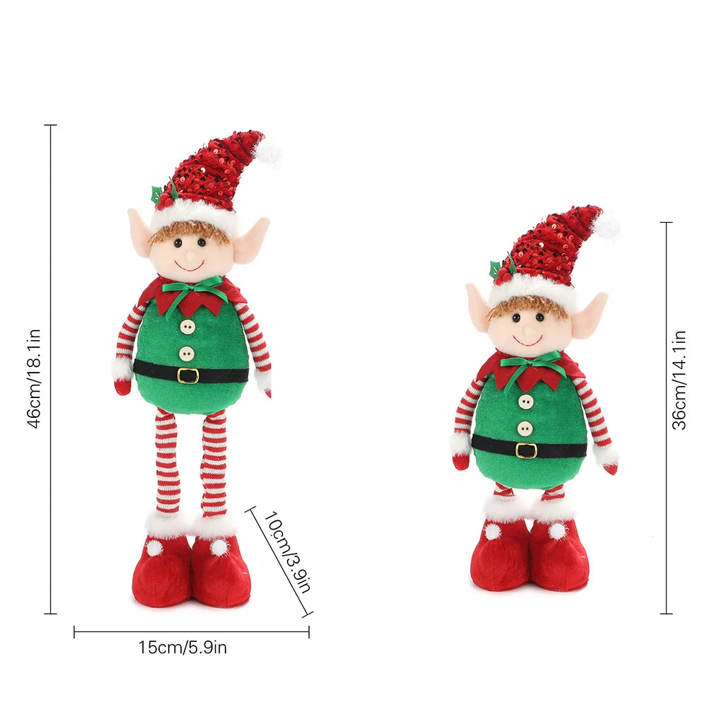New Christmas Decoration Leg Hanging Elf Christmas Telescopic Figurine, Christmas Elf Doll Display Gift