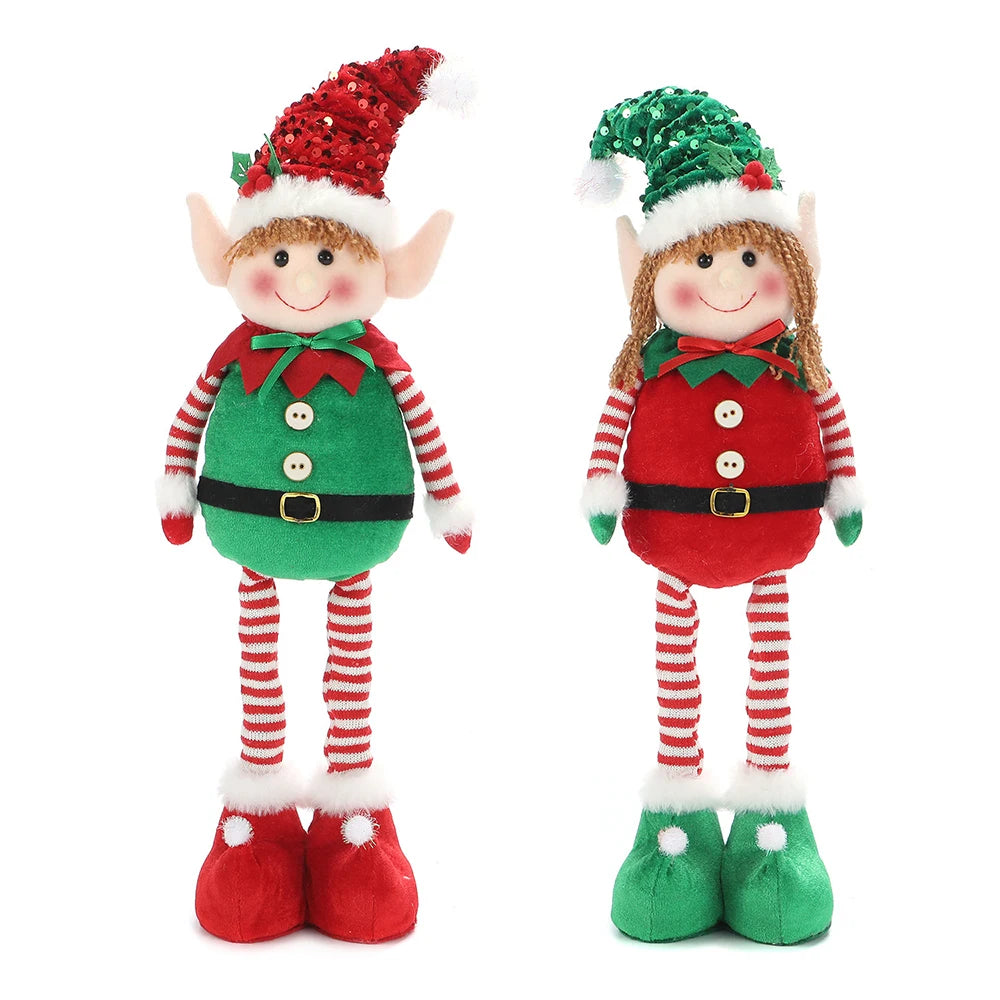 New Christmas Decoration Leg Hanging Elf Christmas Telescopic Figurine, Christmas Elf Doll Display Gift