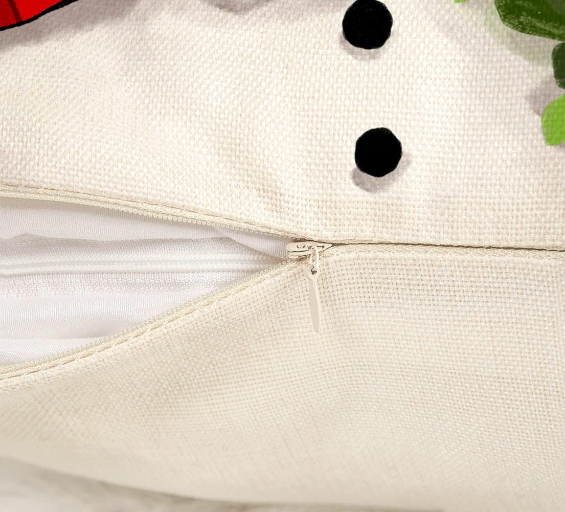 Red Christmas Pillow Covers 18X18 Set of 4 Farmhouse Christmas Decorations Snowm