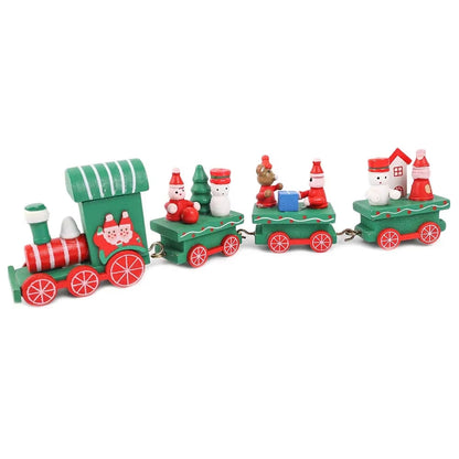 Christmas Train Painted Wooden Plastic Mini Christmas Tree Train Christmas Decorations Festival Party Xmas Table Top Ornament