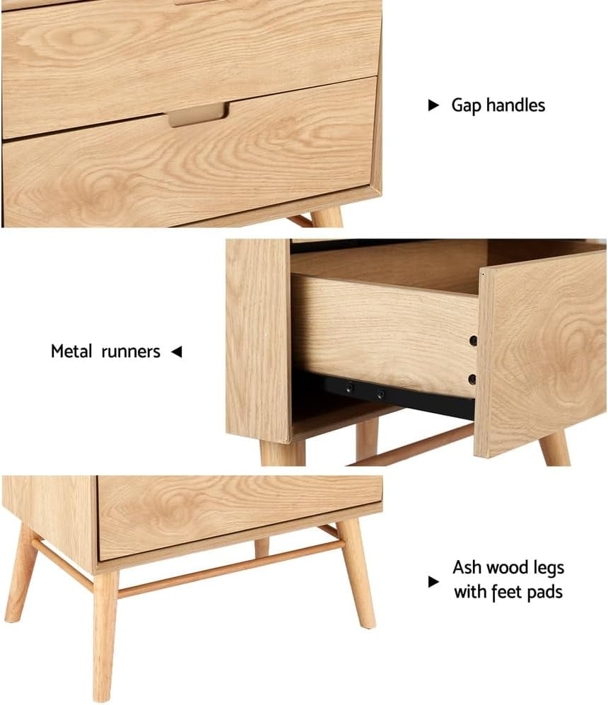 Warm Minimal Oak Bedside Table