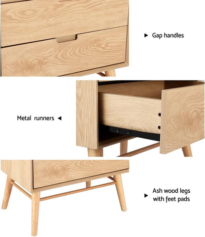 Warm Minimal Oak Bedside Table
