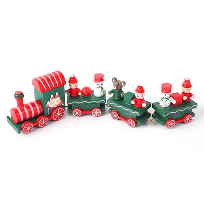 Christmas Train Painted Wooden Plastic Mini Christmas Tree Train Christmas Decorations Festival Party Xmas Table Top Ornament