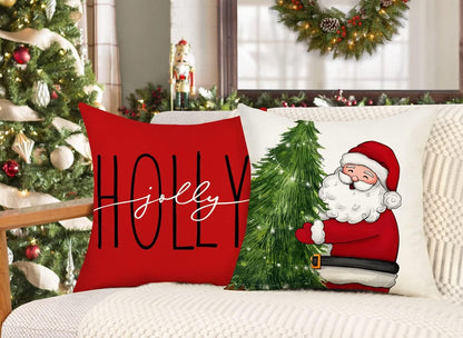 Red Christmas Pillow Covers 18X18 Set of 4 Farmhouse Christmas Decorations Snowm