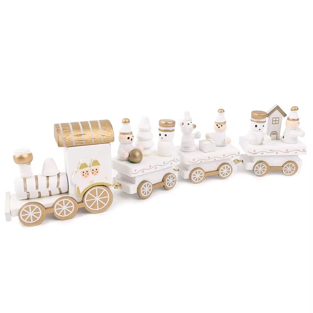 Christmas Train Painted Wooden Plastic Mini Christmas Tree Train Christmas Decorations Festival Party Xmas Table Top Ornament