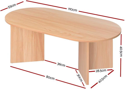Coffee Table, Wooden Dining Desk Storage Space Oval Particle Board Modern for Home Furniture Living Room, 60Kg Weight Capacity 1